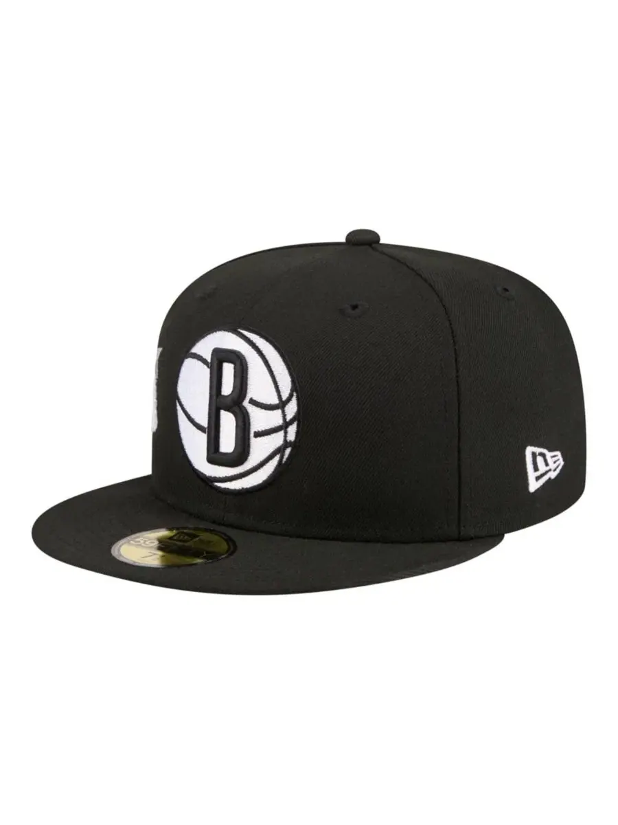 Кепка с высокой тульей и плоским козырьком Brooklyn Nets Team Collage 59FIFTY New Era — изображение 4 из 5, черный