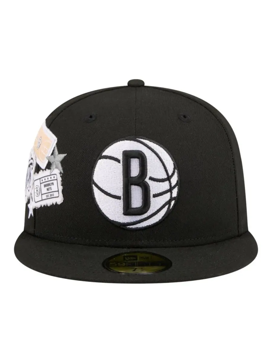 Кепка с высокой тульей и плоским козырьком Brooklyn Nets Team Collage 59FIFTY New Era — изображение 5 из 5, черный