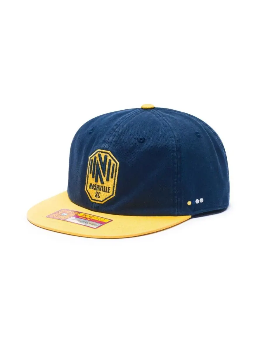 Бейсболка-снэпбек с вышивкой Nashville SC Fan Ink — изображение 3 из 4, темно-синий желтый