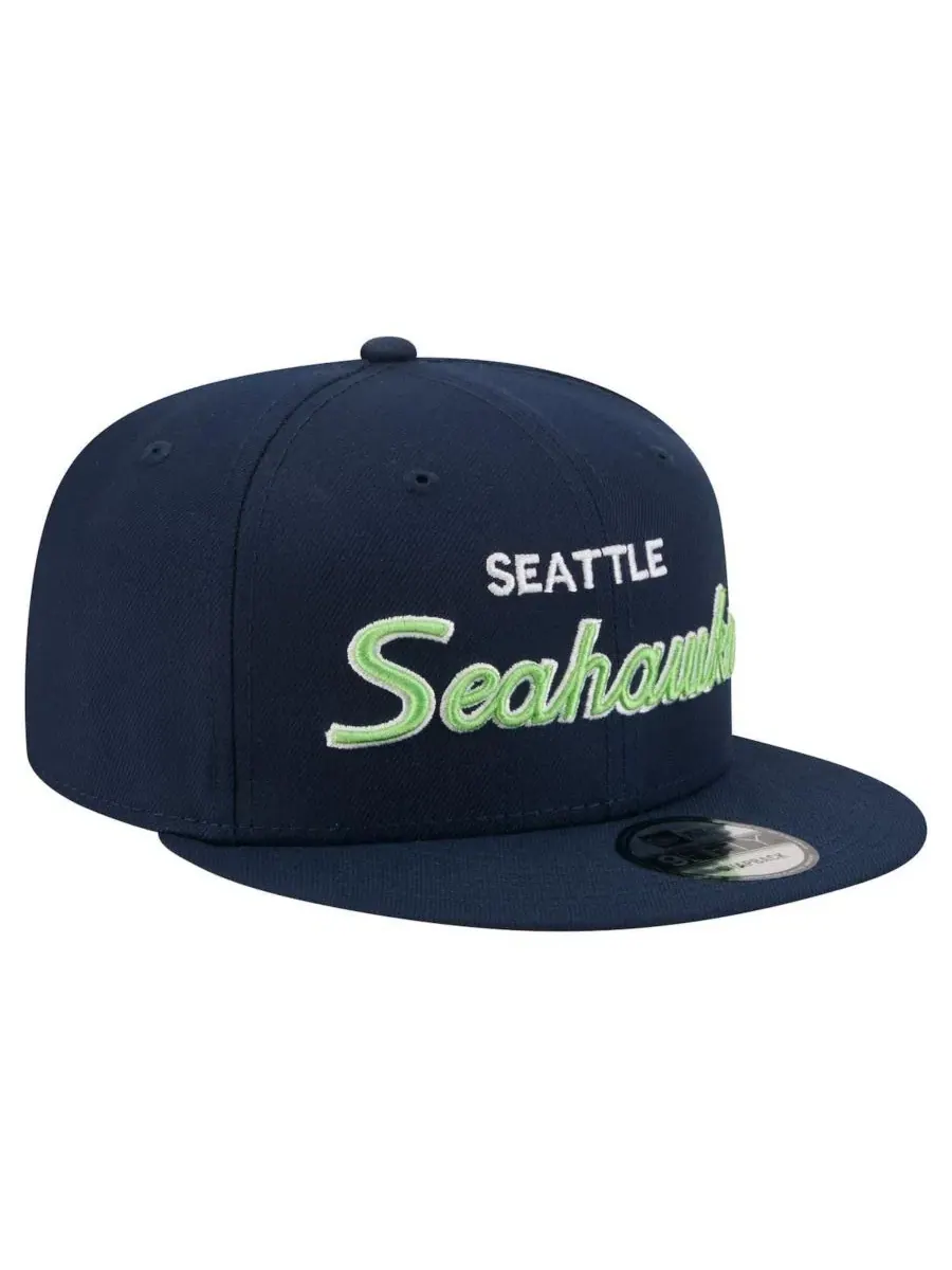 Кепка-снэпбек с вышивкой Seattle Seahawks New Era — изображение 3 из 5, темно-синий