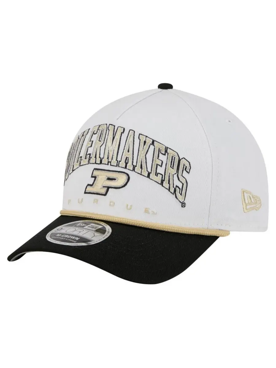 New Era Мужская бело-черная кепка Purdue Boilermakers с двухцветной веревочной отделкой и