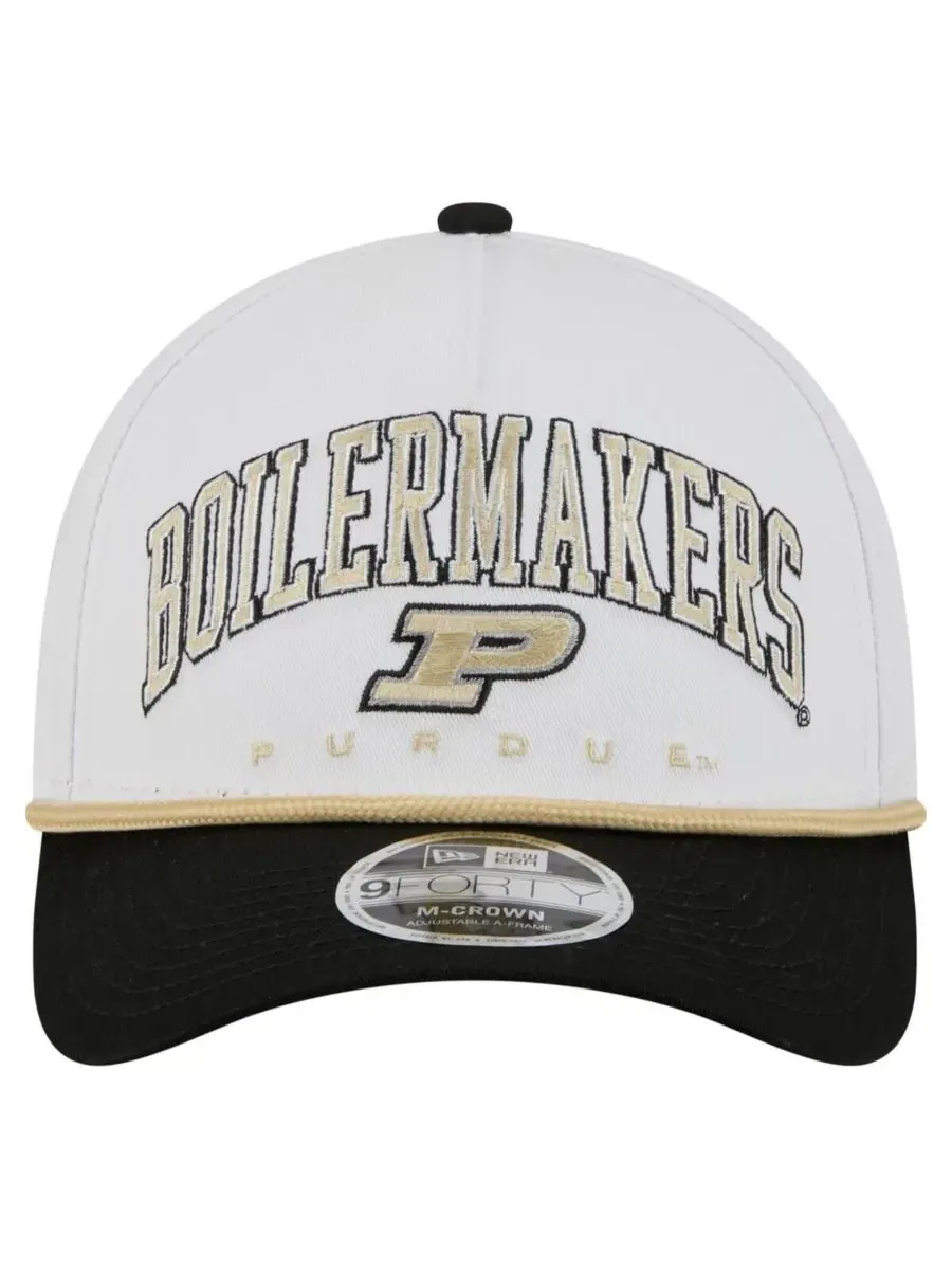 New Era Мужская бело-черная кепка Purdue Boilermakers с двухцветной веревочной отделкой и — изображение 2 из 5, белый черный