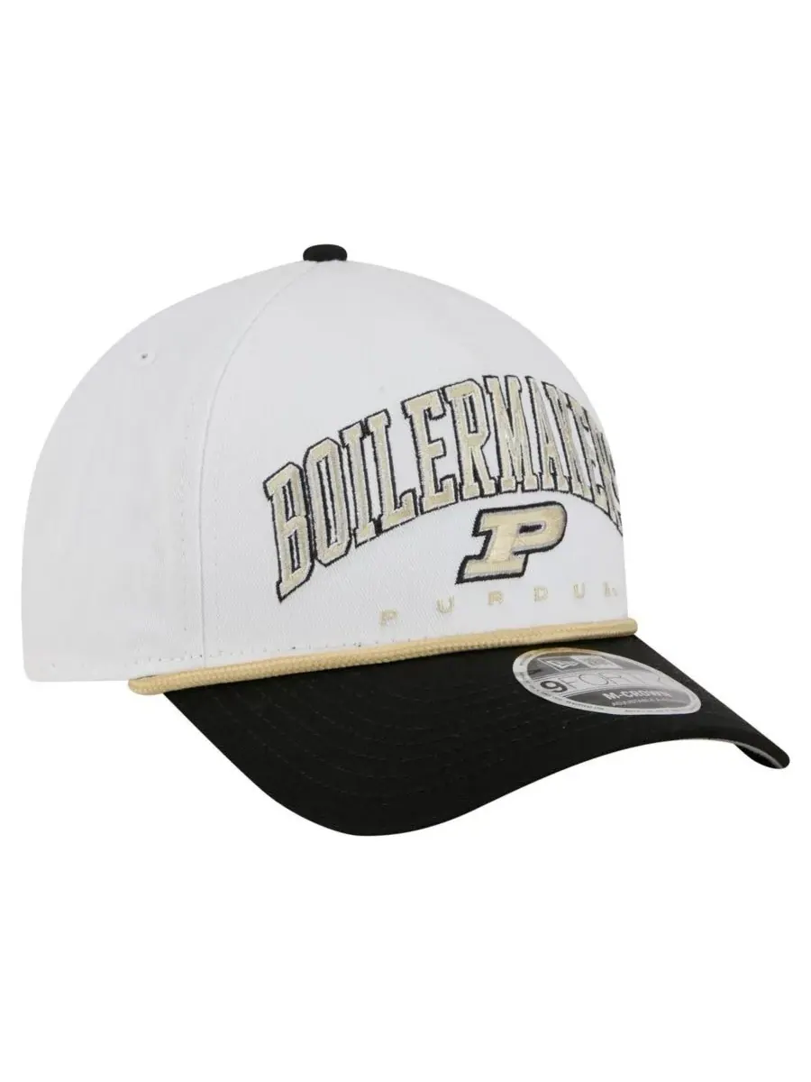 New Era Мужская бело-черная кепка Purdue Boilermakers с двухцветной веревочной отделкой и — изображение 3 из 5, белый черный