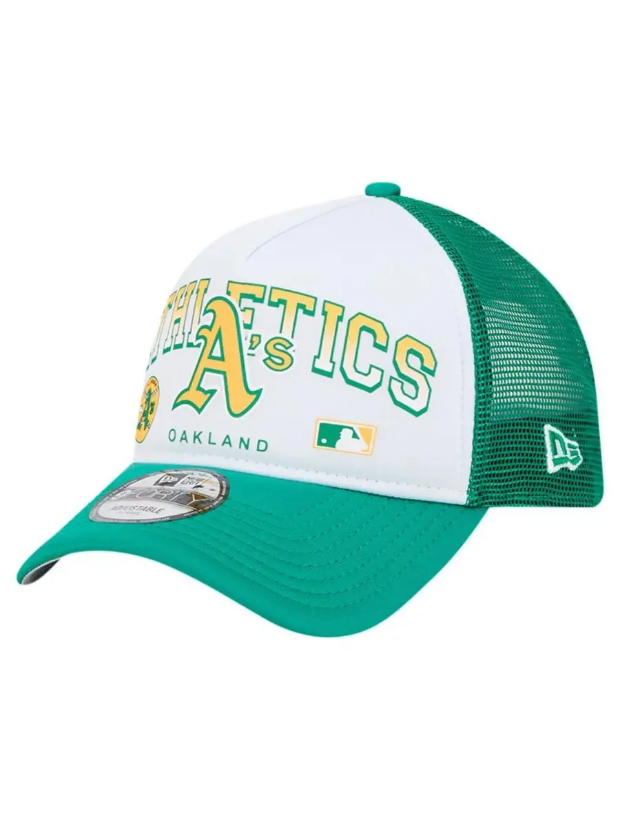 New Era Мужская белая кепка-тракер Oakland Athletics Retro Wordmark 9FORTY A-Frame с регулируемым