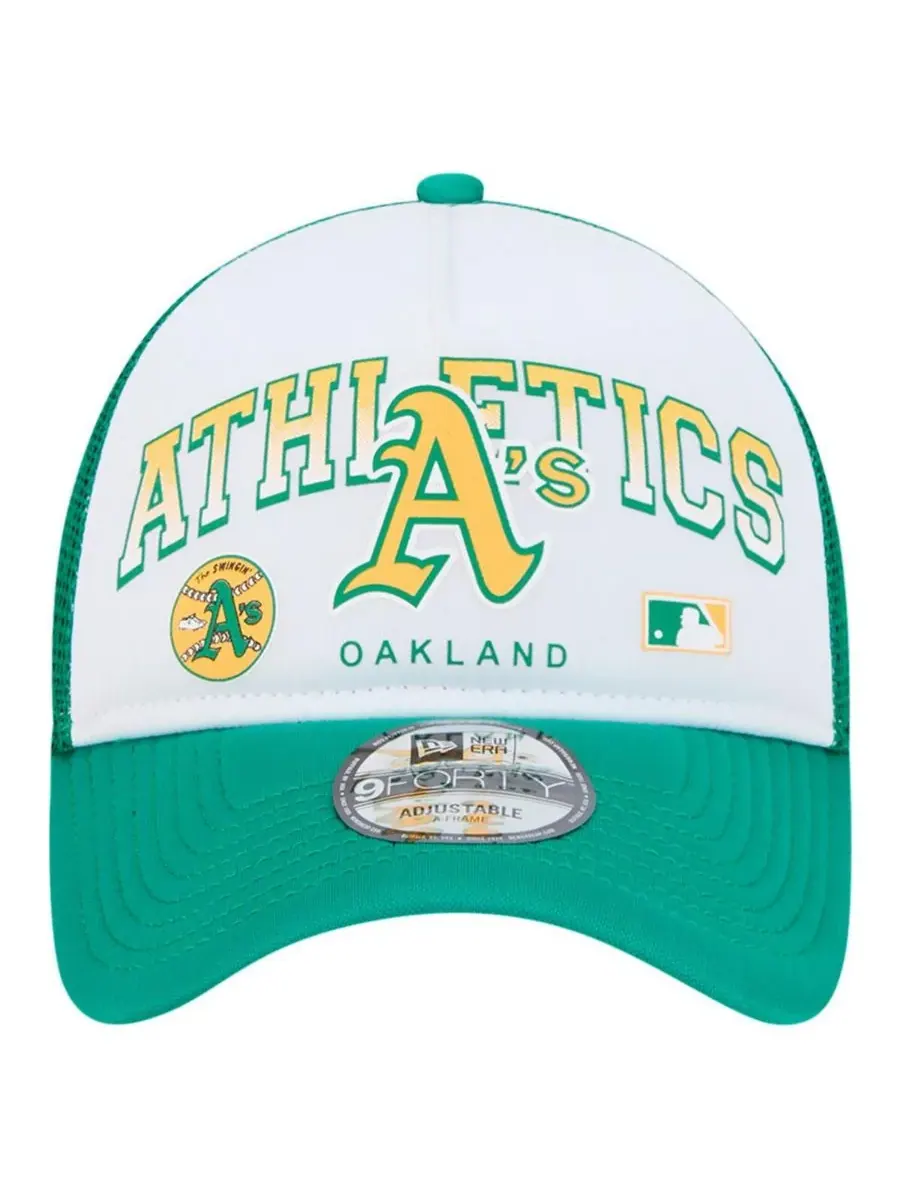 New Era Мужская белая кепка-тракер Oakland Athletics Retro Wordmark 9FORTY A-Frame с регулируемым — изображение 2 из 4, белый