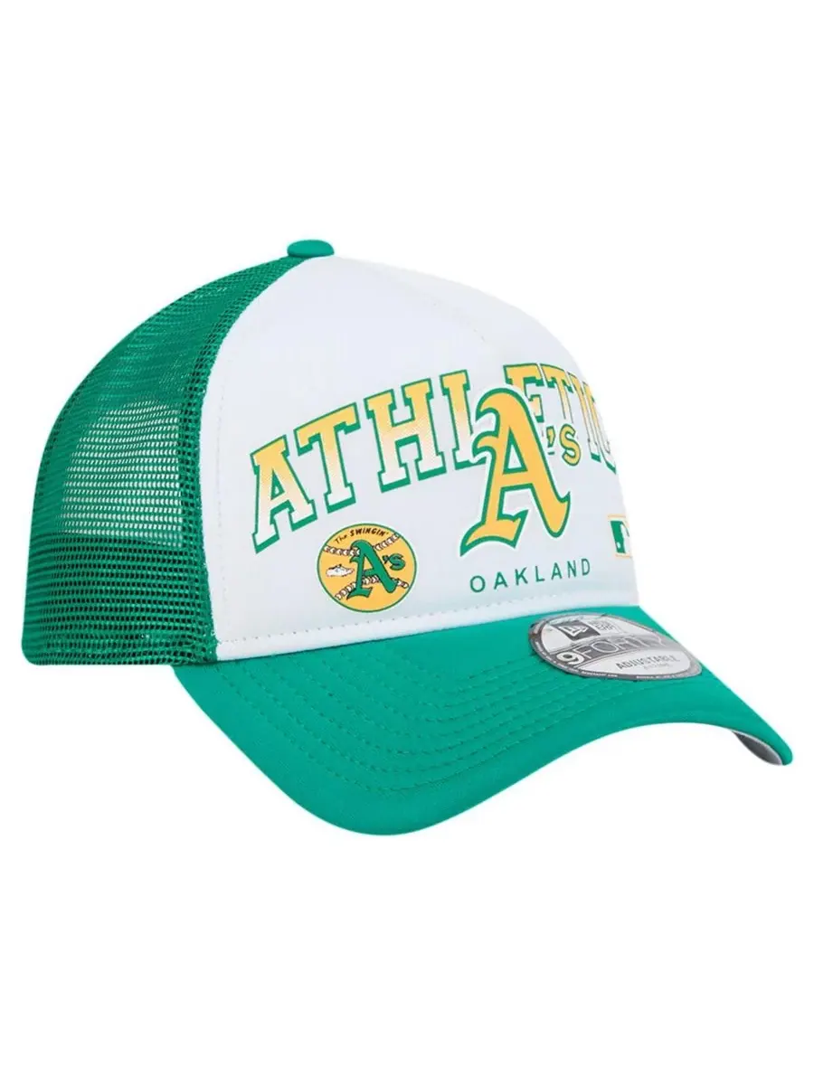 New Era Мужская белая кепка-тракер Oakland Athletics Retro Wordmark 9FORTY A-Frame с регулируемым — изображение 3 из 4, белый