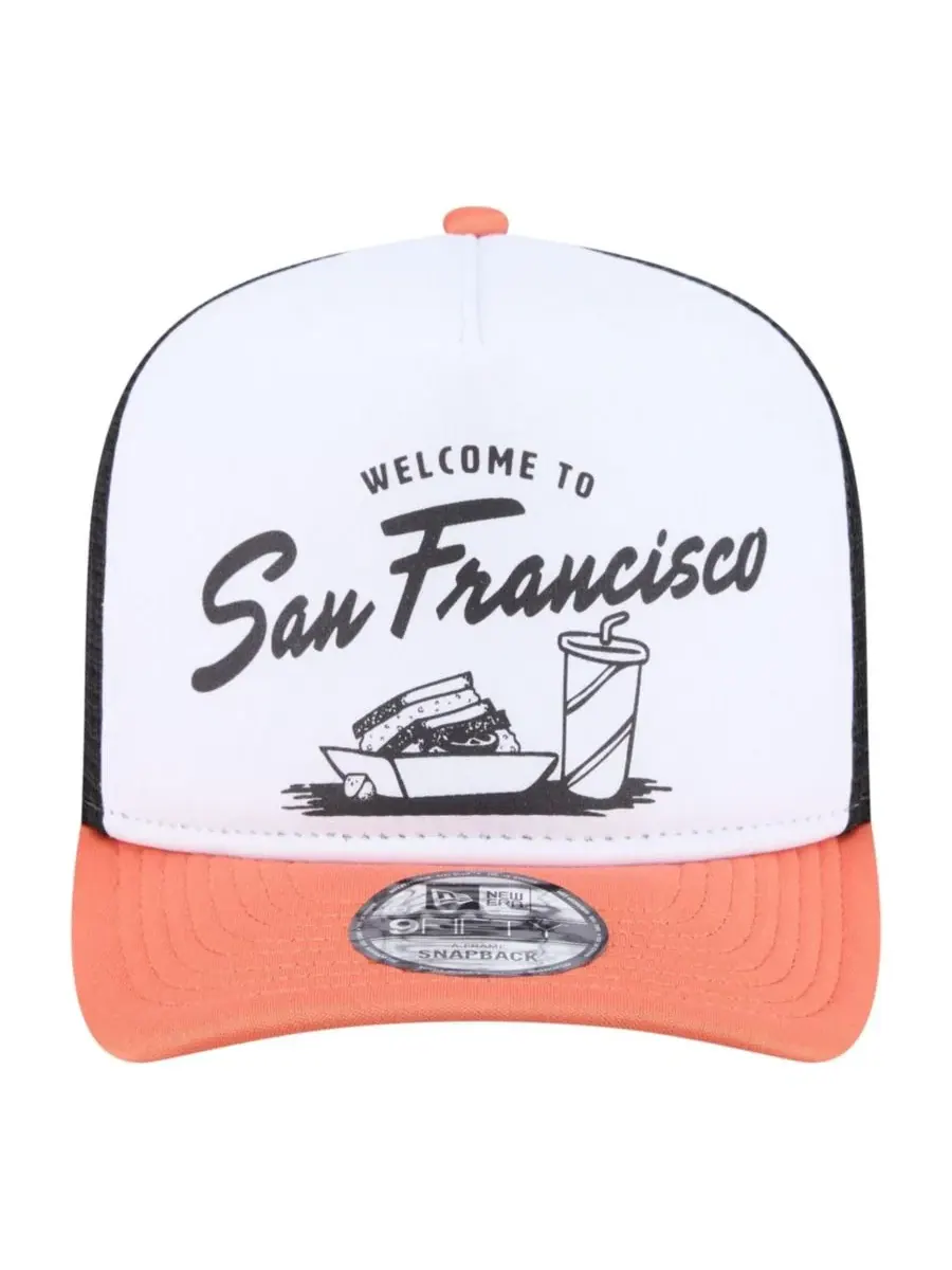 Кепка-снэпбек с высокой тульей Foodie A-Frame 9FIFTY Trucker New Era — изображение 2 из 7, белый оранжевый