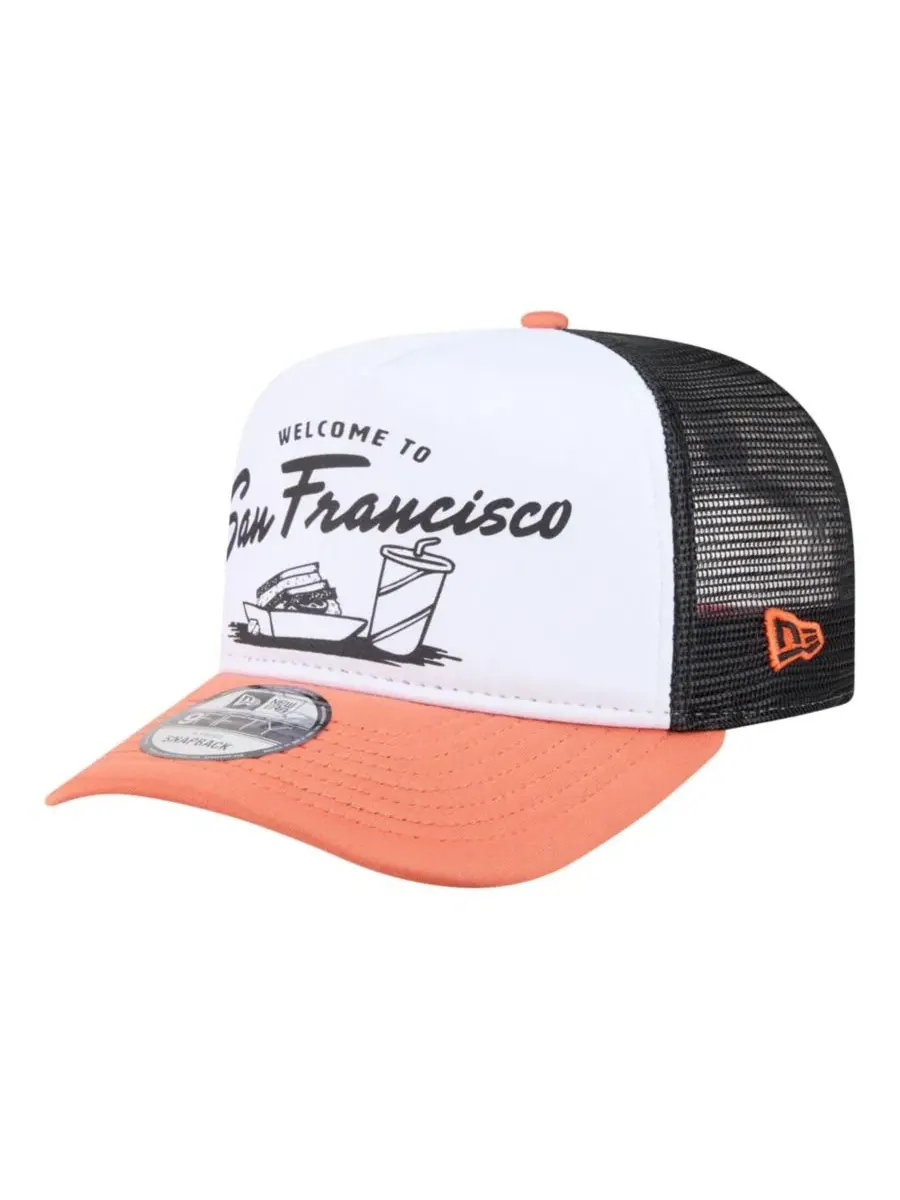 Кепка-снэпбек с высокой тульей Foodie A-Frame 9FIFTY Trucker New Era — изображение 3 из 7, белый оранжевый