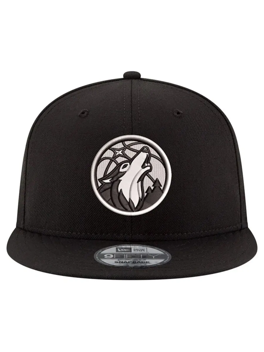 Кепка-снапбек с вышивкой Minnesota Timberwolves New Era — изображение 2 из 4, черный белый
