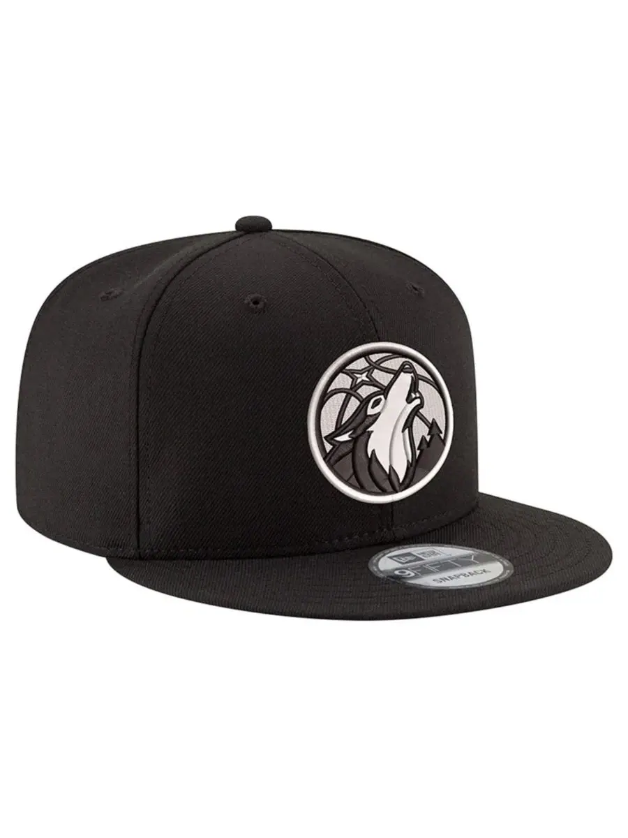 Кепка-снапбек с вышивкой Minnesota Timberwolves New Era — изображение 3 из 4, черный белый