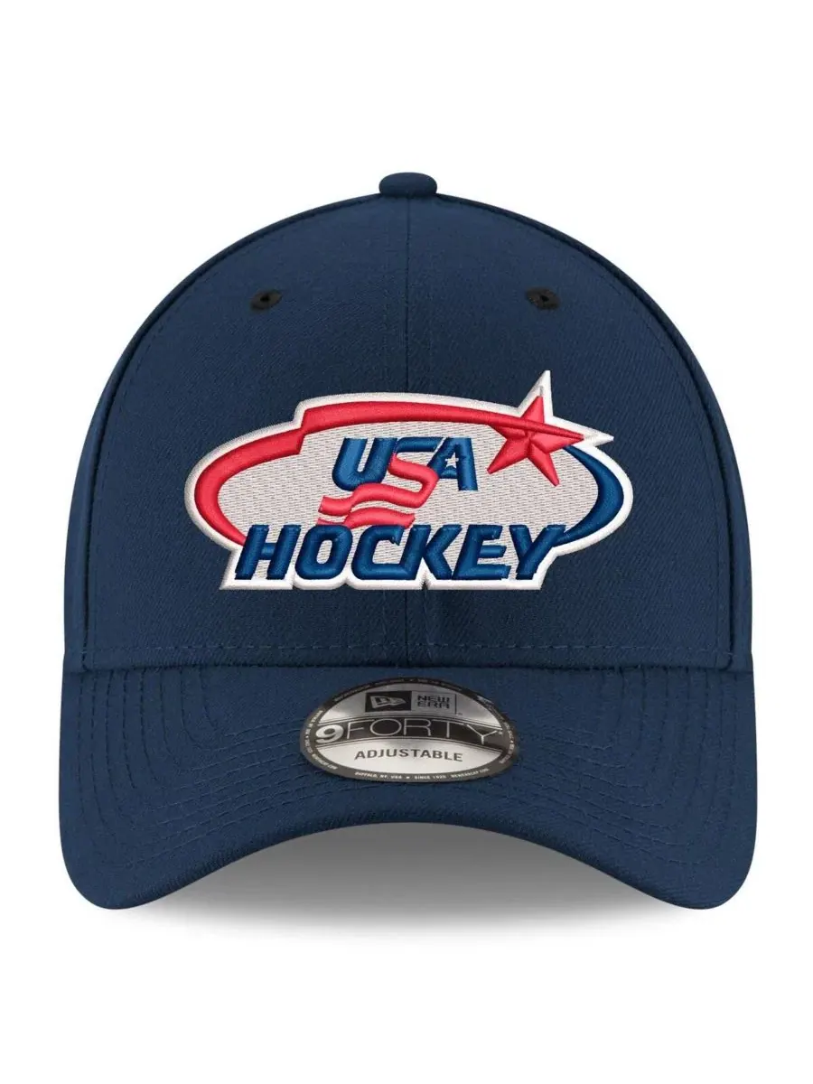 Кепка New Era 9FORTY US Hockey с вышивкой — изображение 2 из 4, темно-синий