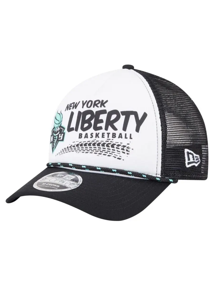 New Era Мужская и женская бело-черная кепка-тракер с графическим рисунком New York Liberty 9FORTY