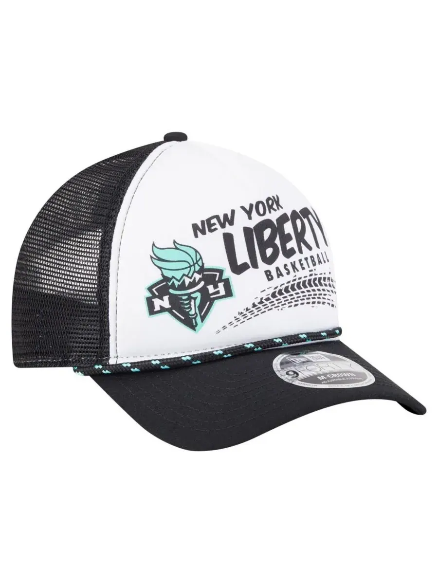 New Era Мужская и женская бело-черная кепка-тракер с графическим рисунком New York Liberty 9FORTY — изображение 3 из 4