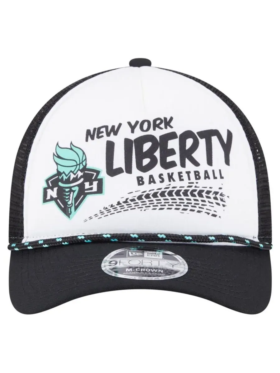 New Era Мужская и женская бело-черная кепка-тракер с графическим рисунком New York Liberty 9FORTY — изображение 4 из 4