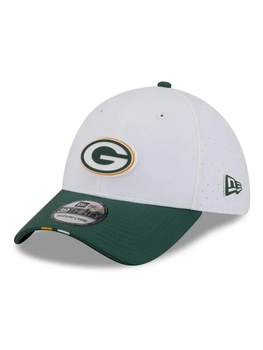 New Era Мужская белая кепка Green Bay Packers 2025 NFL Training Camp 39THIRTY Flex Hat