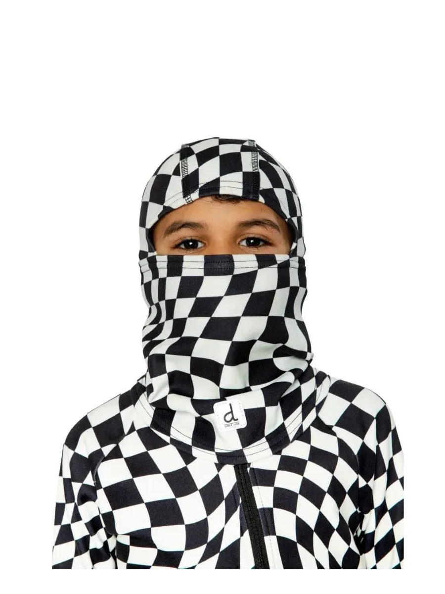 Детская балаклава из футера с принтом в клетку, модель Checkered Print Deux par Deux — изображение 2 из 5, белый