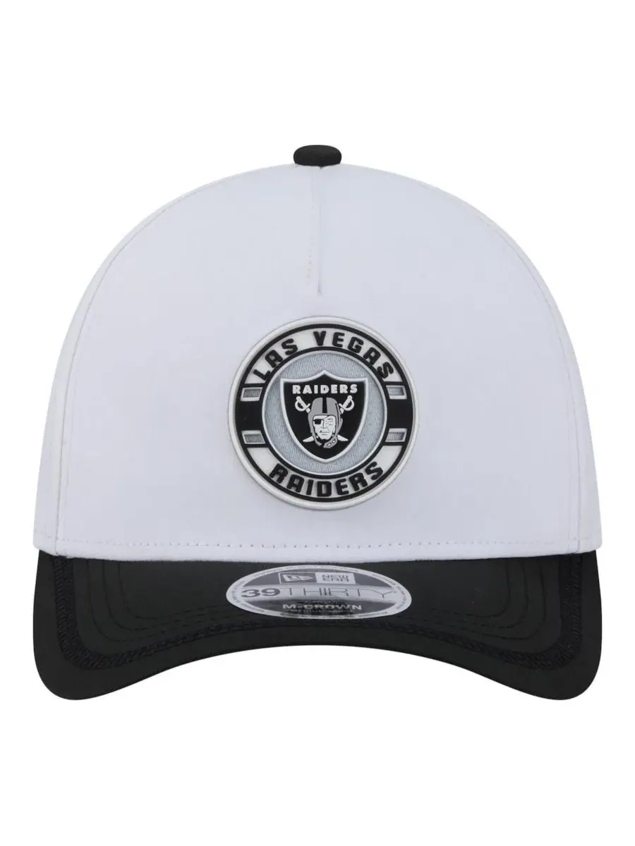 Бейсболка New Era с логотипом Las Vegas Raiders, модель Patch 39THIRTY A-Frame M-Crown — изображение 4 из 4, белый черный