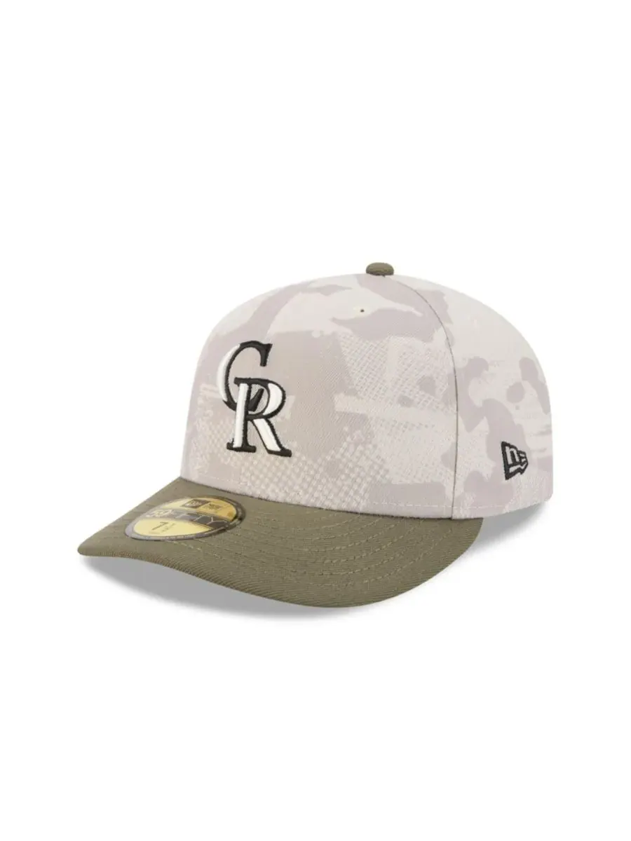 New Era Мужская светло-бежевая/оливковая кепка Colorado Rockies 2025, посвященная Дню вооруженных