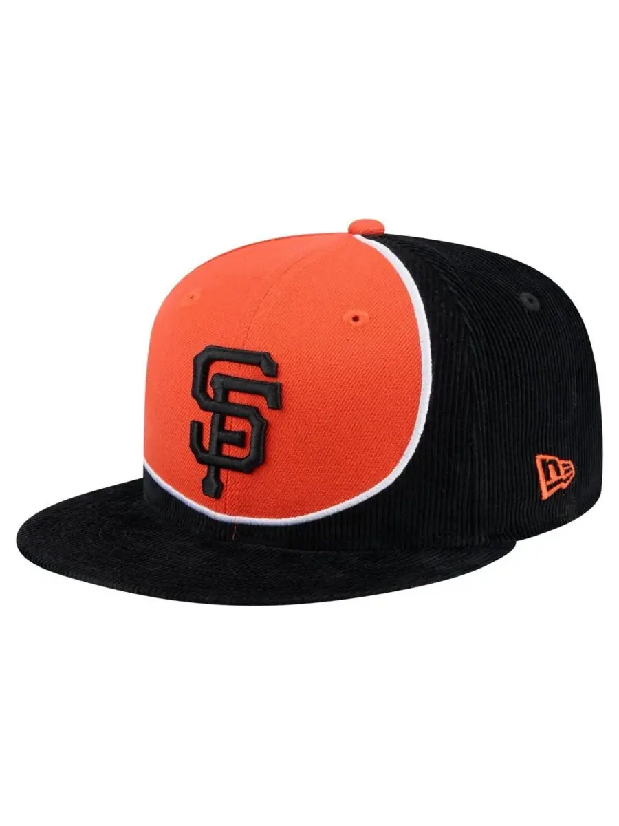 New Era Мужская кепка-бейсболка San Francisco Giants в стиле ретро, черная/оранжевая, из вельвета с