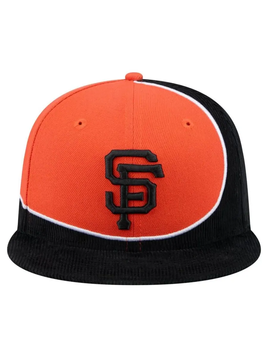 New Era Мужская кепка-бейсболка San Francisco Giants в стиле ретро, черная/оранжевая, из вельвета с — изображение 2 из 5