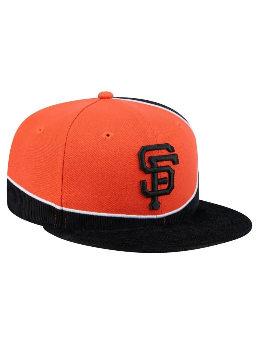 New Era Мужская кепка-бейсболка San Francisco Giants в стиле ретро, черная/оранжевая, из вельвета с — изображение 3 из 5