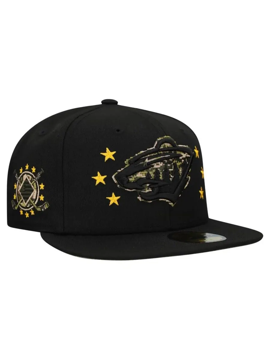 New Era Мужская черная кепка Minnesota Wild Military Appreciation Digital Camo Stars 59FIFTY