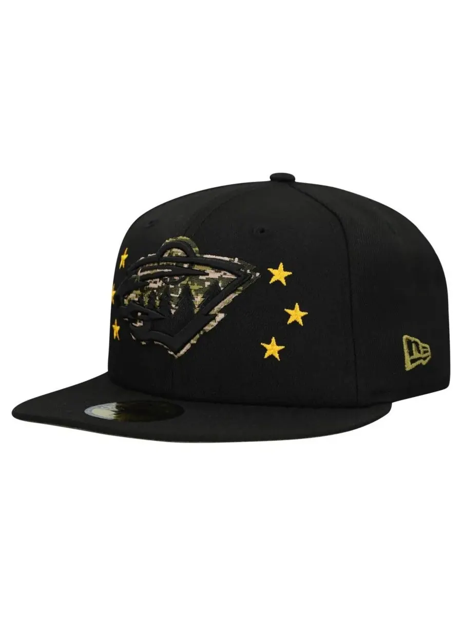 New Era Мужская черная кепка Minnesota Wild Military Appreciation Digital Camo Stars 59FIFTY — изображение 3 из 4, черный