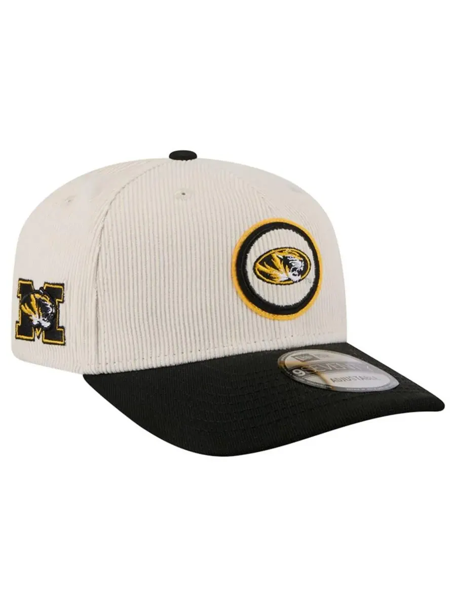 New Era Мужская регулируемая кепка Missouri Tigers Loyal Corduroy 9SEVENTY кремового/черного цвета