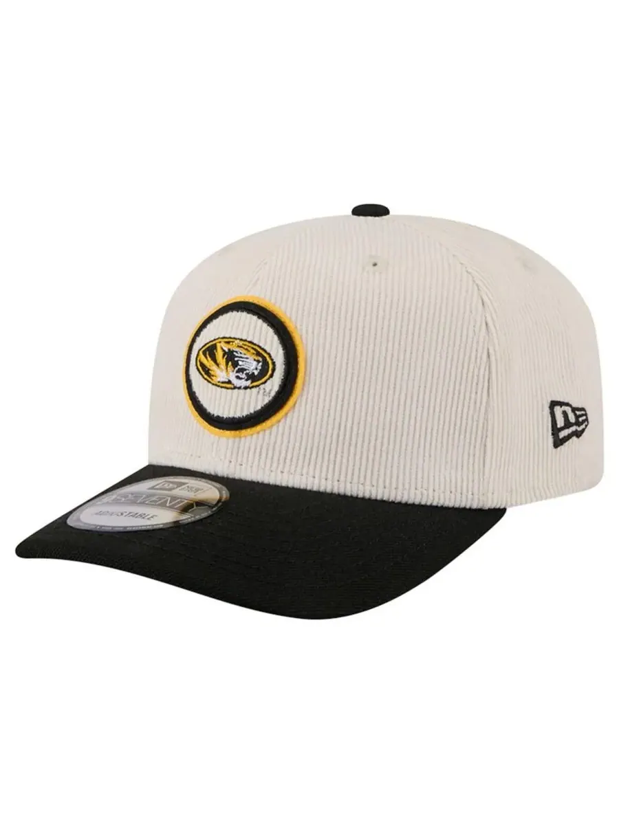 New Era Мужская регулируемая кепка Missouri Tigers Loyal Corduroy 9SEVENTY кремового/черного цвета — изображение 4 из 5
