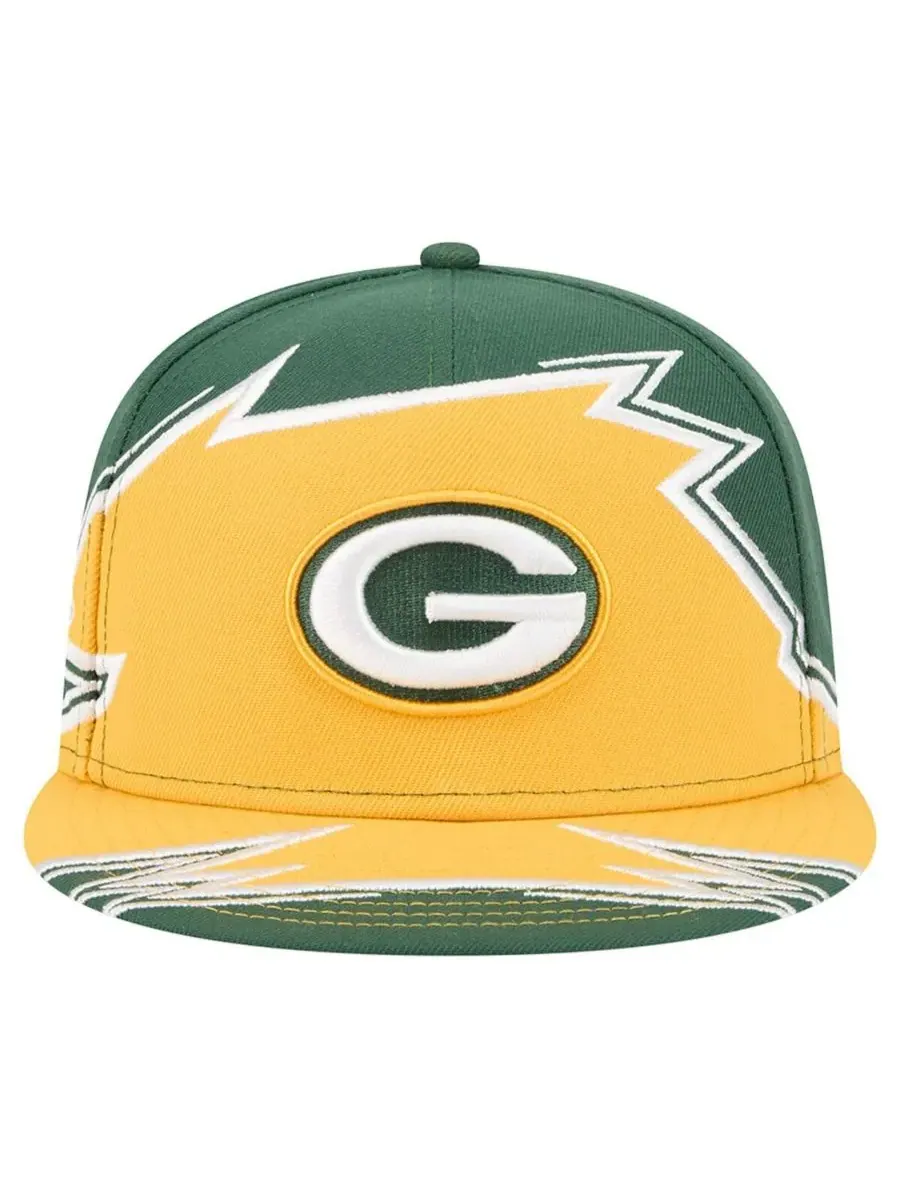 New Era Мужская кепка Green Bay Packers Break 59FIFTY зеленого/золотого цвета — изображение 2 из 4, зеленый золотистый