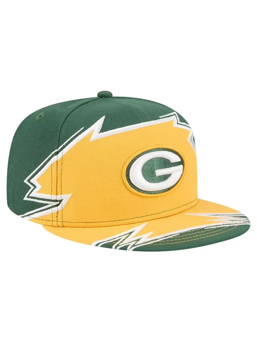 New Era Мужская кепка Green Bay Packers Break 59FIFTY зеленого/золотого цвета — изображение 3 из 4, зеленый золотистый