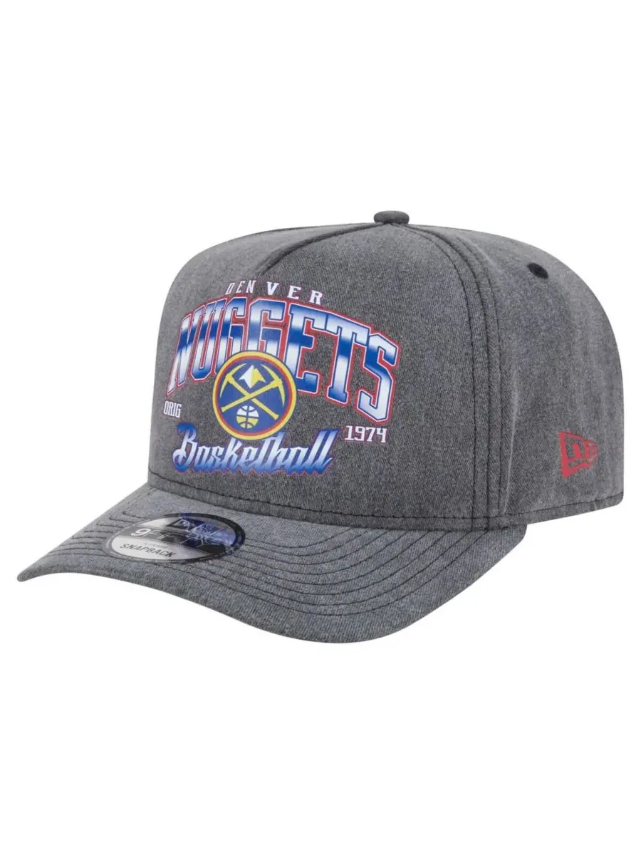 New Era Мужская бейсболка Denver Nuggets Throwback Washed Pre-Curved 9FIFTY Snapback угольного цвета