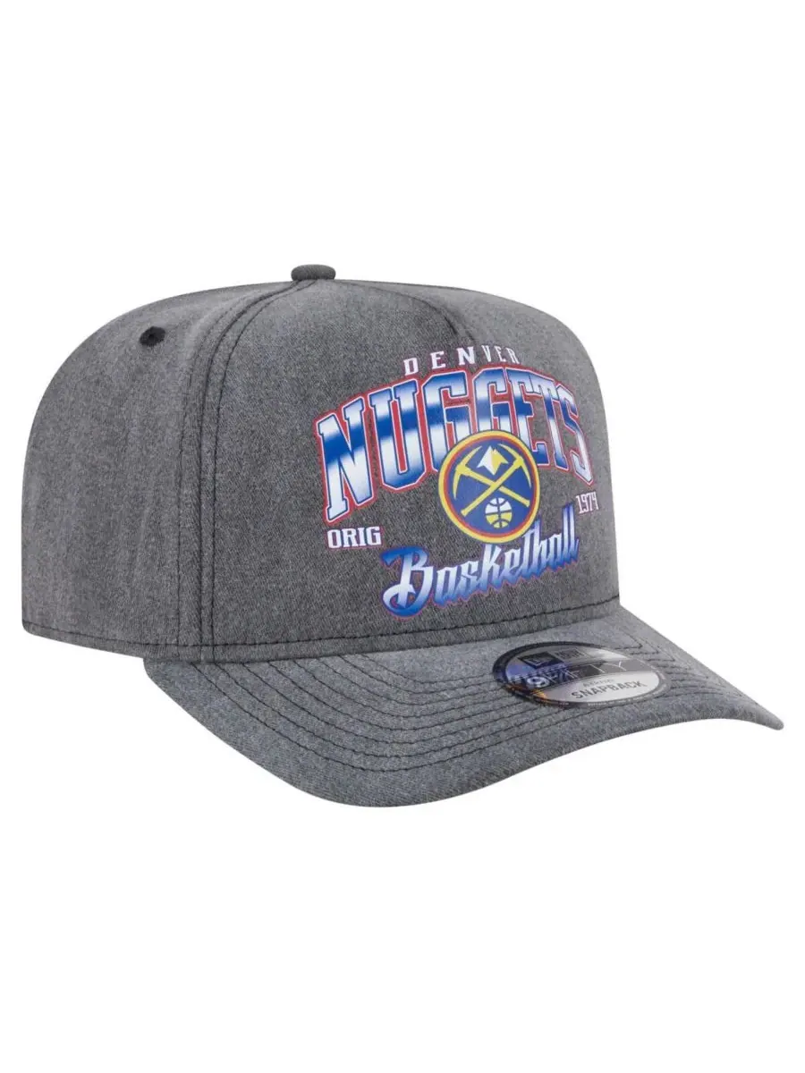 New Era Мужская бейсболка Denver Nuggets Throwback Washed Pre-Curved 9FIFTY Snapback угольного цвета — изображение 3 из 4
