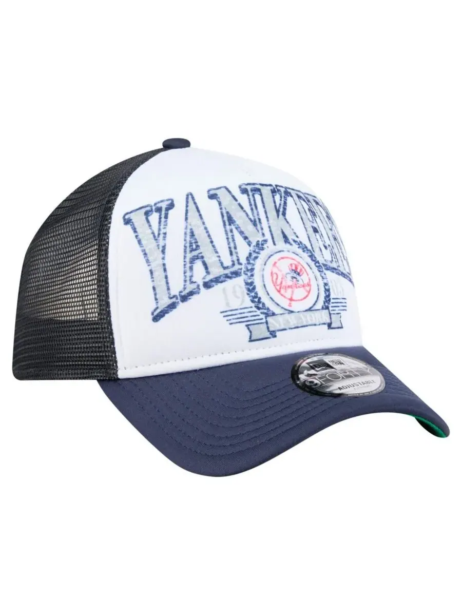 New Era Мужская темно-синяя кепка-тракер New York Yankees с эффектом потертости, регулируемая — изображение 3 из 4