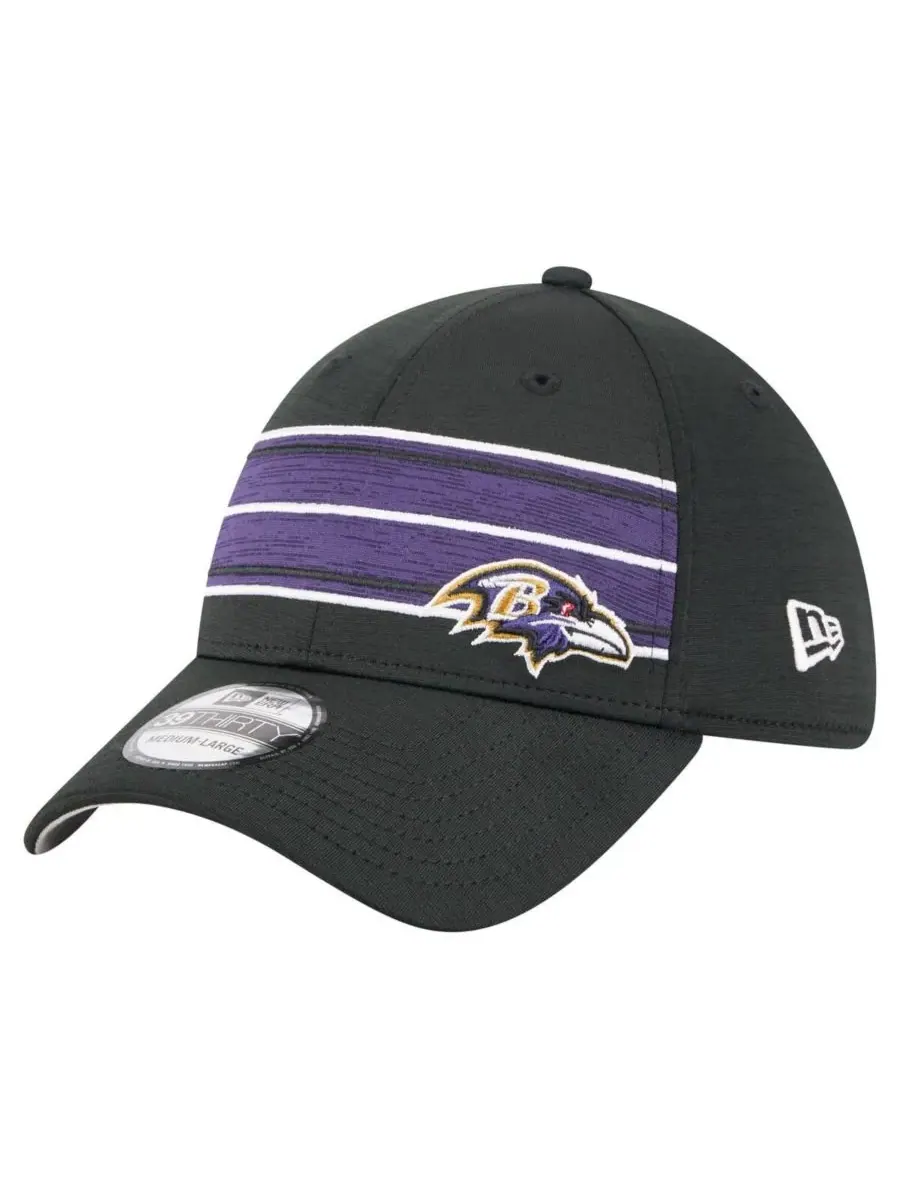 New Era Мужская черная кепка Baltimore Ravens Stripes 39THIRTY Flex Hat