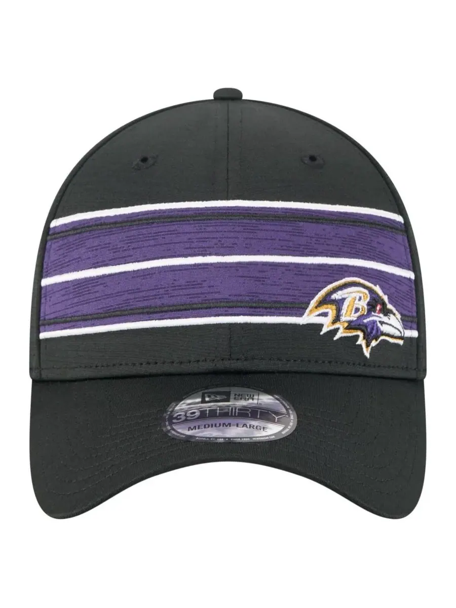 New Era Мужская черная кепка Baltimore Ravens Stripes 39THIRTY Flex Hat — изображение 3 из 4, черный