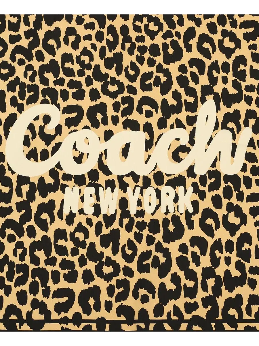 Женский шелковый шарф-бандана с леопардовым принтом COACH — изображение 4 из 6, хаки черный