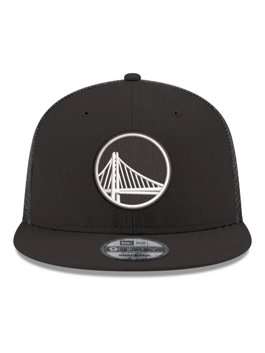 Мужская черная кепка Golden State Warriors Core Logo Meshback 9FIFTY Snapback New Era — изображение 2 из 4, черный