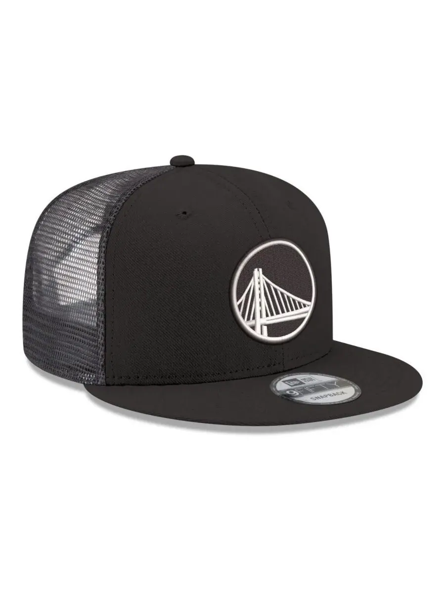 Мужская черная кепка Golden State Warriors Core Logo Meshback 9FIFTY Snapback New Era — изображение 3 из 4, черный