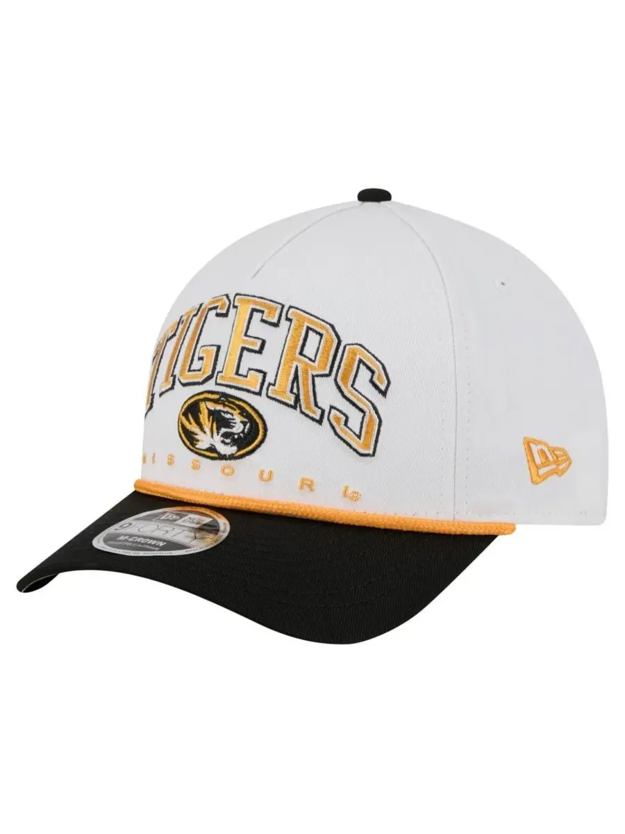 New Era Мужская бело-черная кепка Missouri Tigers Arch Two-Tone Rope 9FORTY A-Frame M-Crown с
