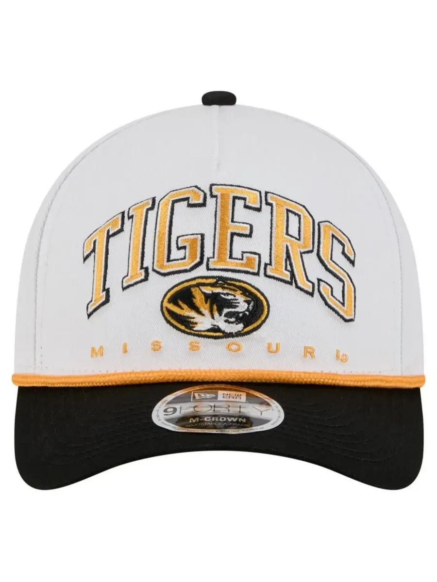 New Era Мужская бело-черная кепка Missouri Tigers Arch Two-Tone Rope 9FORTY A-Frame M-Crown с — изображение 2 из 5