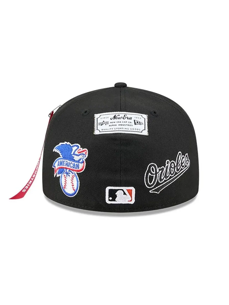 New Era Мужская черная бейсболка Alpha Industries Baltimore Orioles 59FIFTY — изображение 4 из 4, черный