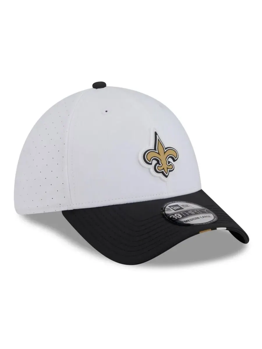 New Era Мужская бело-черная кепка New Orleans Saints 2025 NFL Training Camp 39THIRTY Flex Hat — изображение 3 из 4