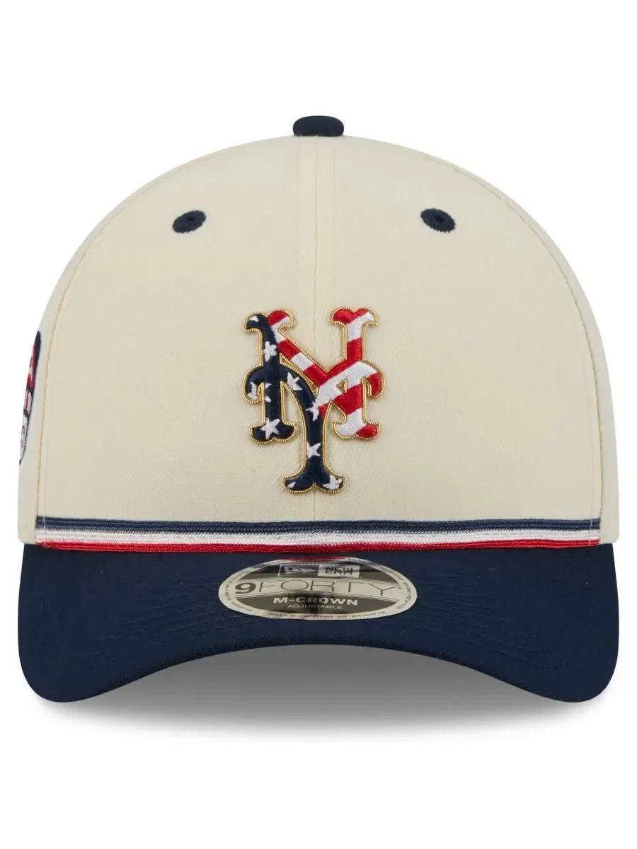 Кепка New Era 9FORTY M-Crown с вышивкой New York Mets — изображение 2 из 5, кремовый темно-синий