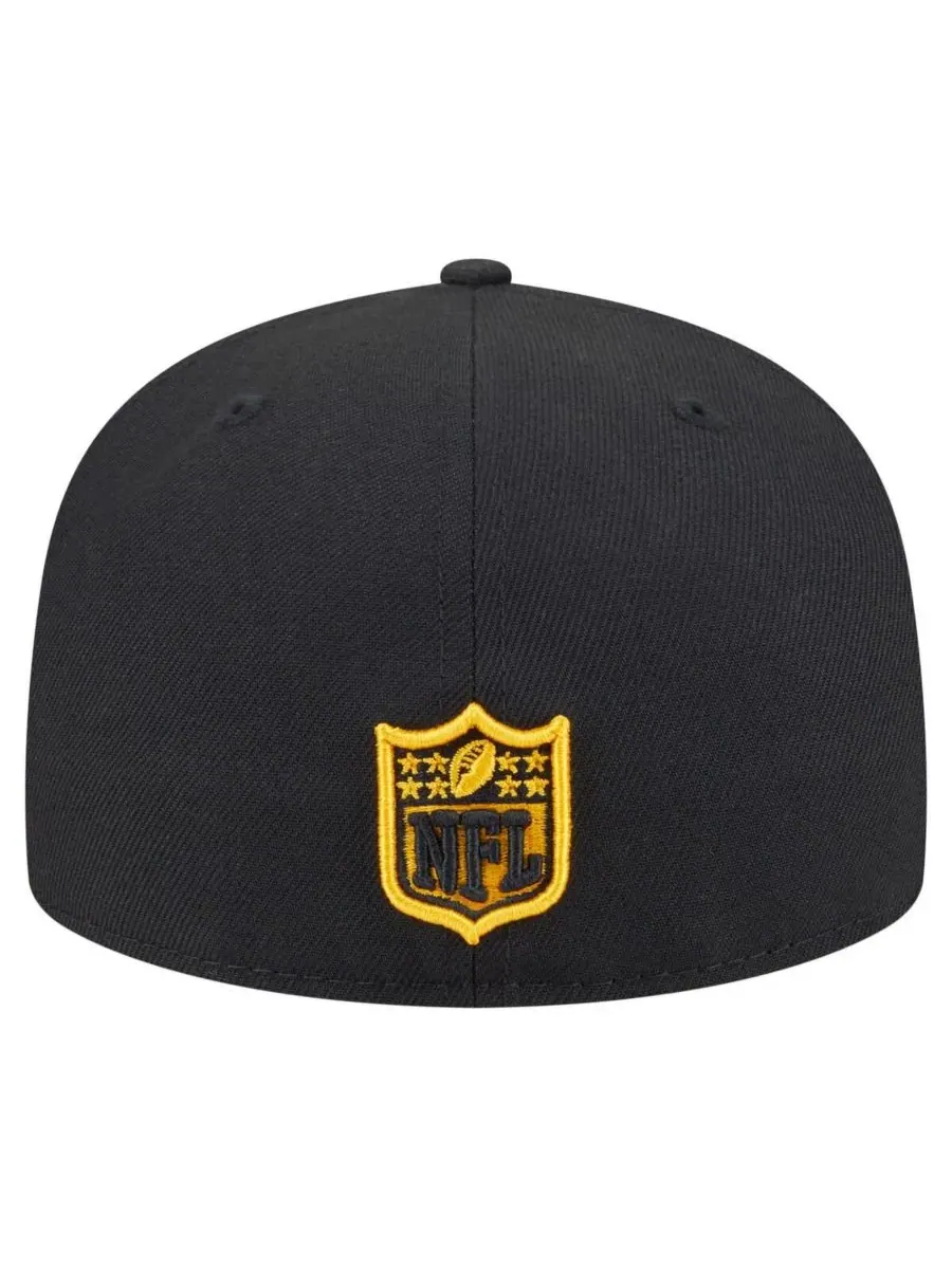 New Era Мужская черная кепка Pittsburgh Steelers Oversized 59FIFTY Fitted Hat — изображение 3 из 5, черный