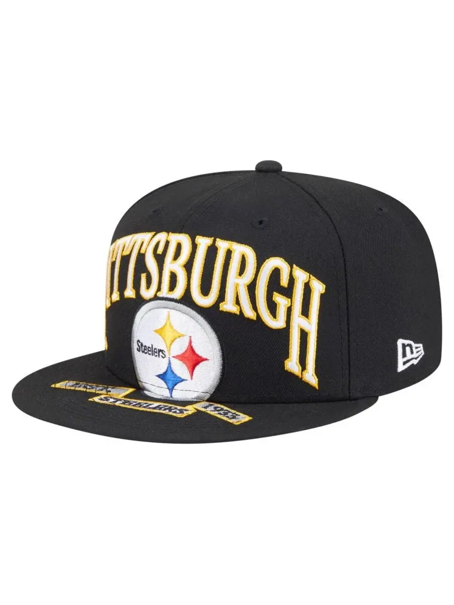 New Era Мужская черная кепка Pittsburgh Steelers Oversized 59FIFTY Fitted Hat — изображение 4 из 5, черный