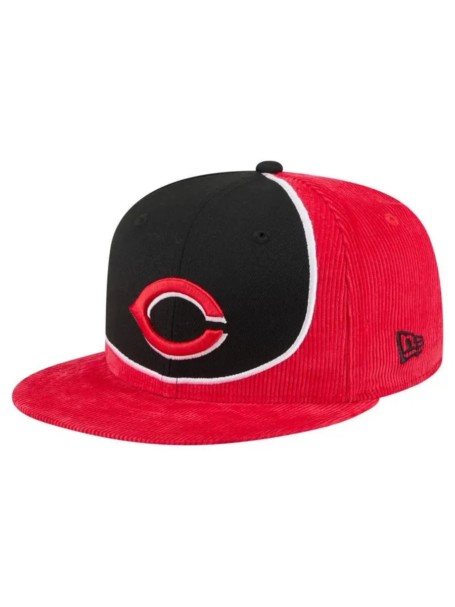 New Era Мужская красно-черная ретро-кепка Cincinnati Reds из вельвета с разрезом и