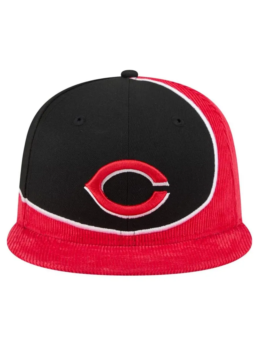 New Era Мужская красно-черная ретро-кепка Cincinnati Reds из вельвета с разрезом и — изображение 2 из 4, красный черный