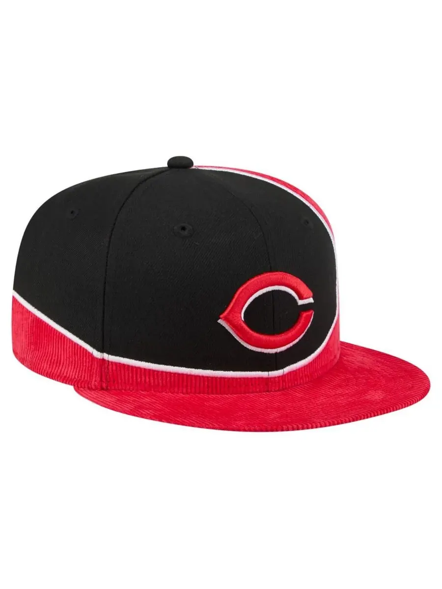 New Era Мужская красно-черная ретро-кепка Cincinnati Reds из вельвета с разрезом и — изображение 3 из 4, красный черный