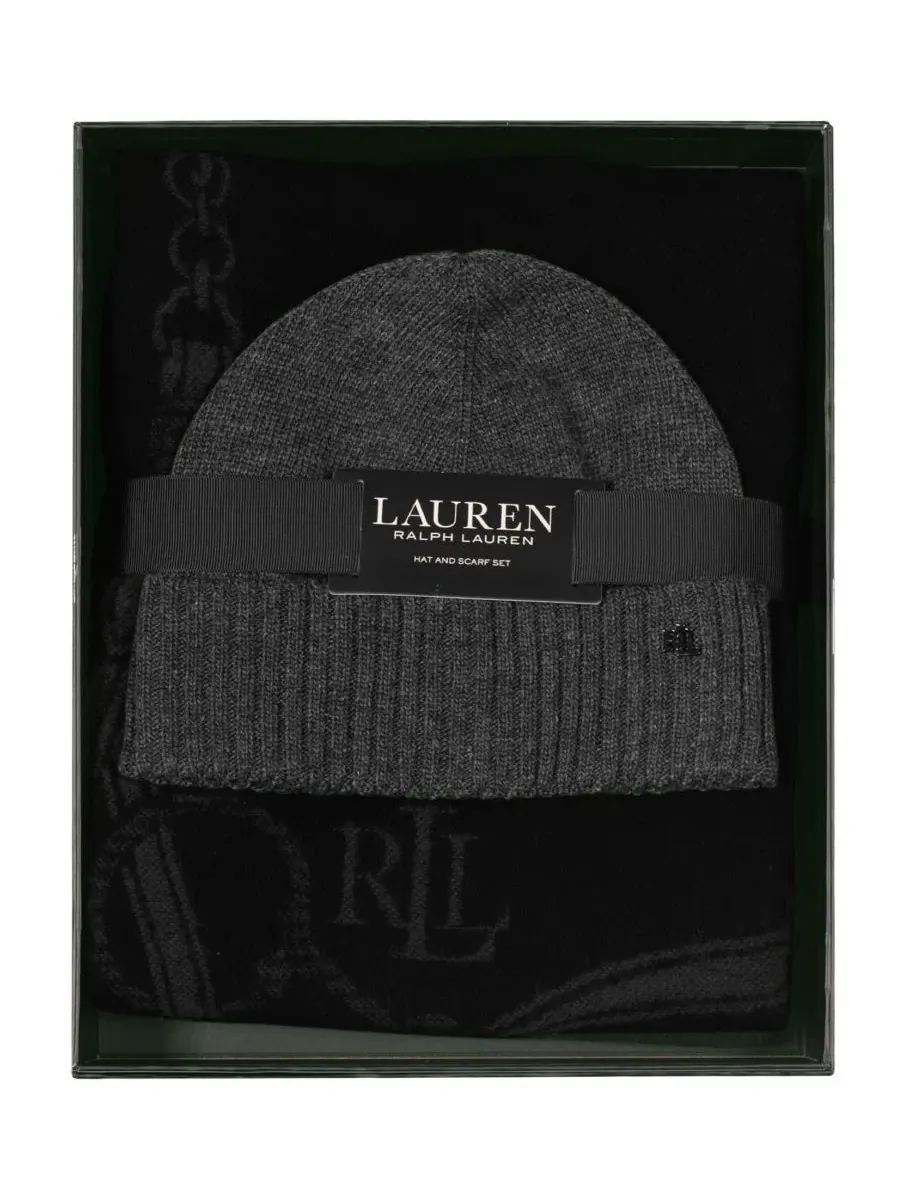 Комплект из шарфа и шапки Equestrian Woven Scarf and Knit Beanie Set Lauren Ralph Lauren